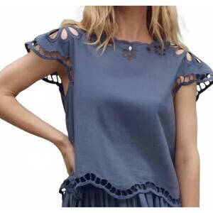 NEW THE GREAT. super bloom shirt in vintage blue